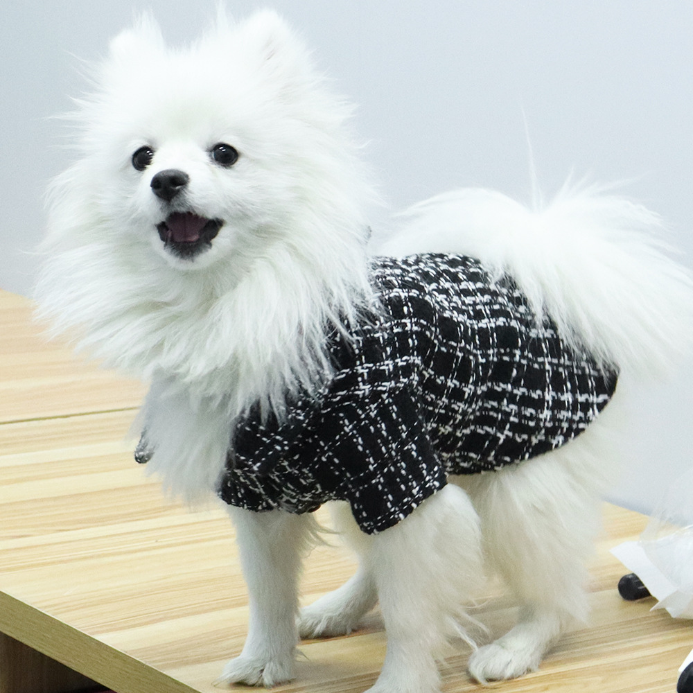 犬服 上品ツイード風チェック柄トレーナー