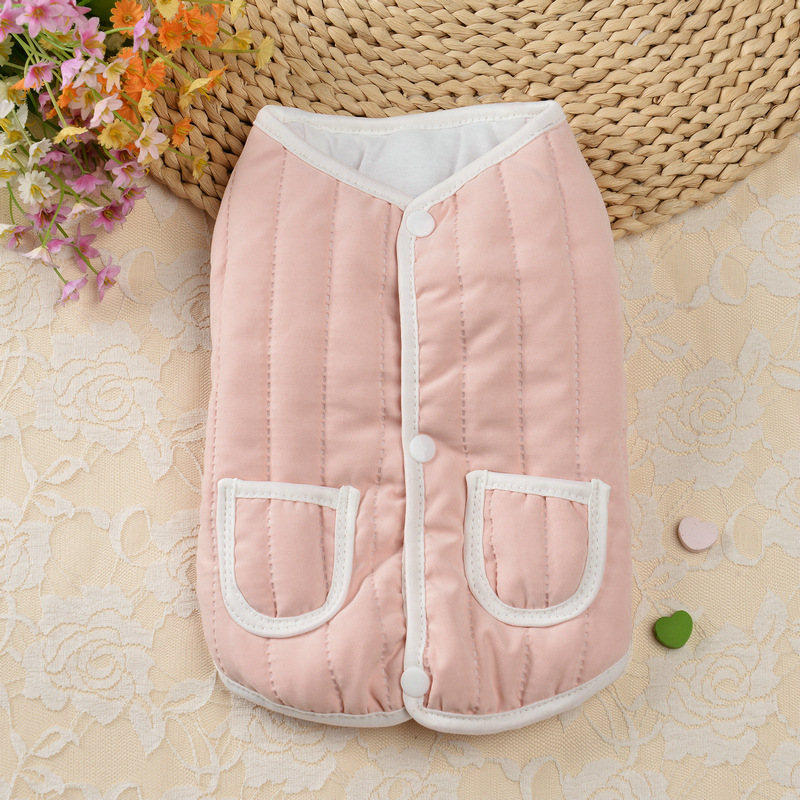 犬服 ポケット付きキルティング犬用防寒ダウンベスト