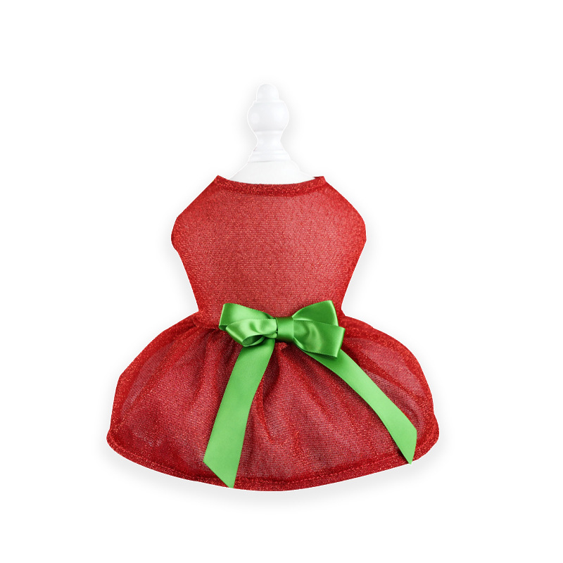犬服 聖夜を彩るきらきらリボン付き記念日ドレス