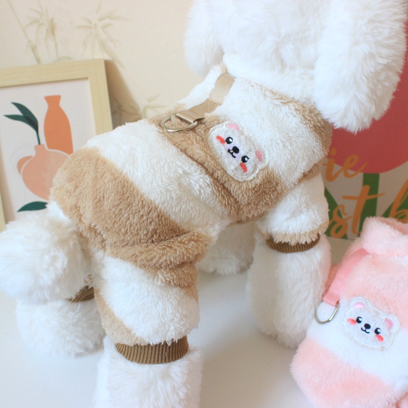 犬服 もこもこボーダー柄あったか犬服トレーナー