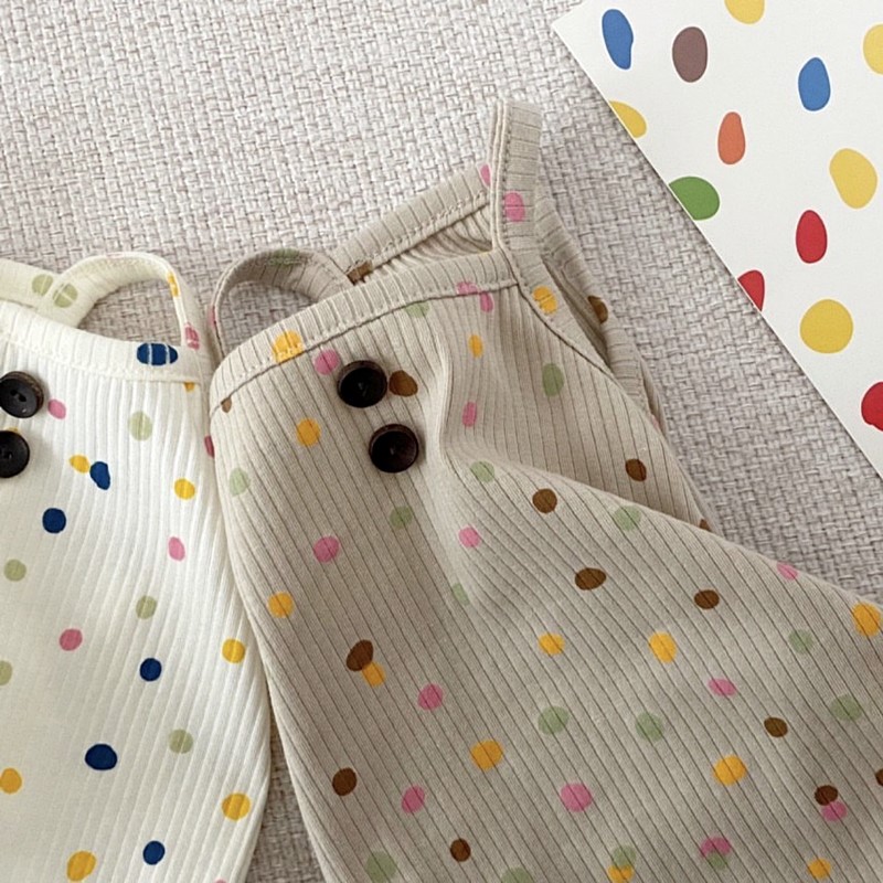 犬服 カラフル水玉もよう ワッフル素材Tシャツ