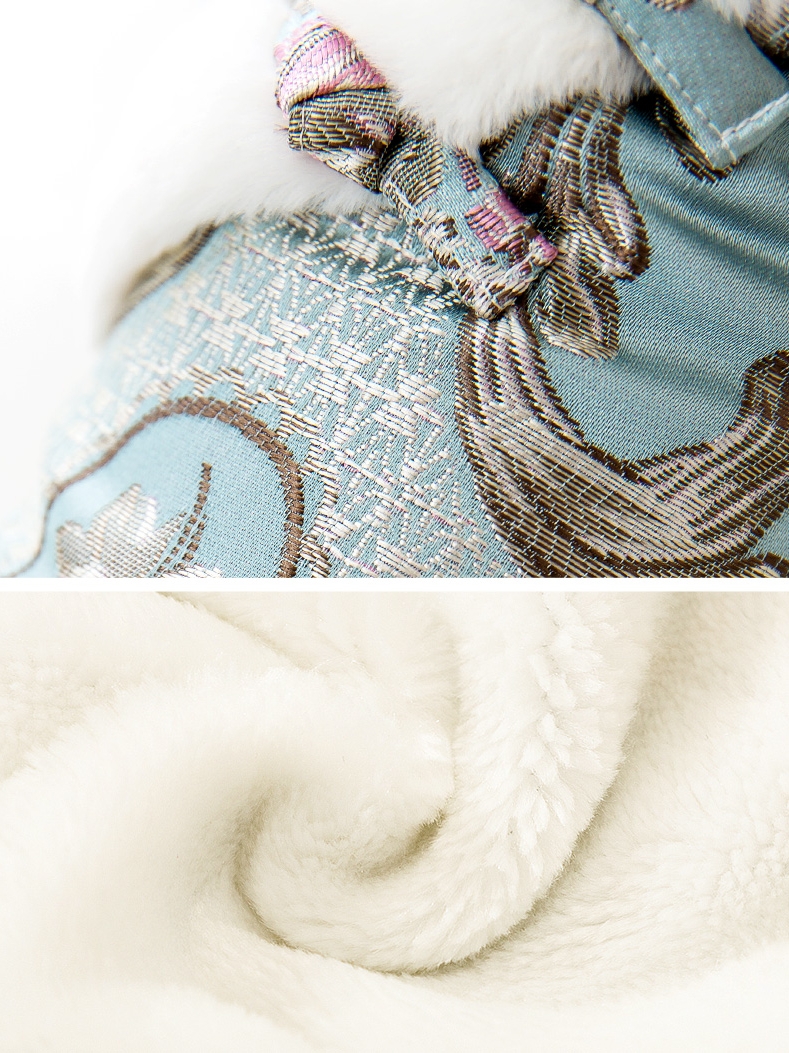 犬服 宮廷風ジャガード刺繍入りファー付き犬用ベスト