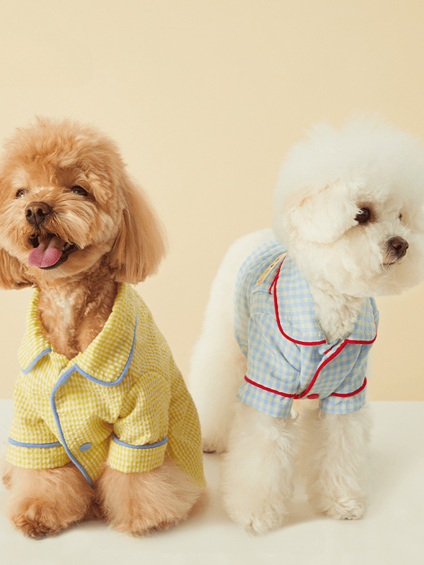 犬服 おやすみチェックパジャマ