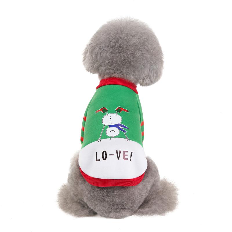 犬服 愛らしい雪だるま柄長袖ニット犬服