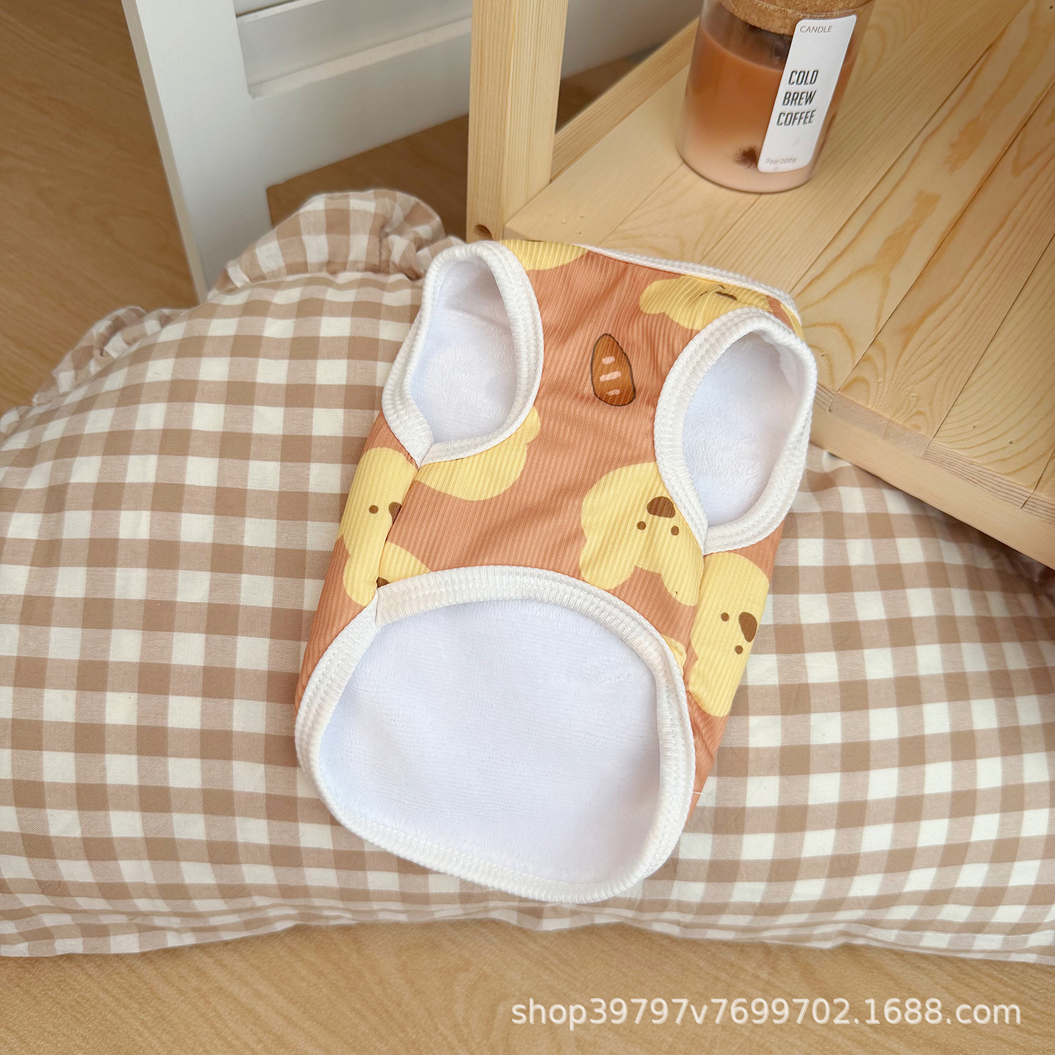 犬服 可愛い動物とパン柄のリブニットトレーナー