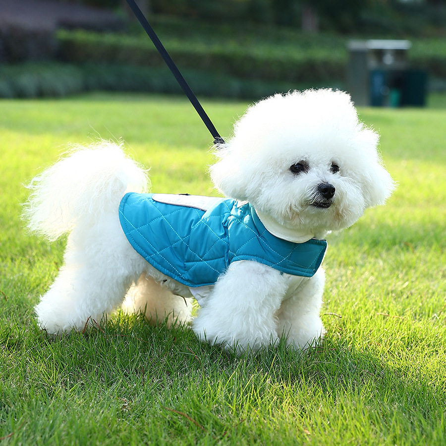 犬服 キルティングステッチ袖付き軽量ダウンベスト