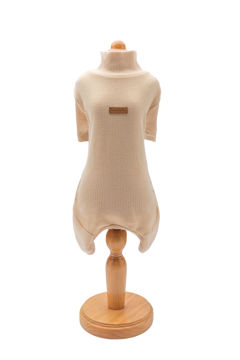 犬服 四肢まで暖か全身タートルネックつなぎニット
