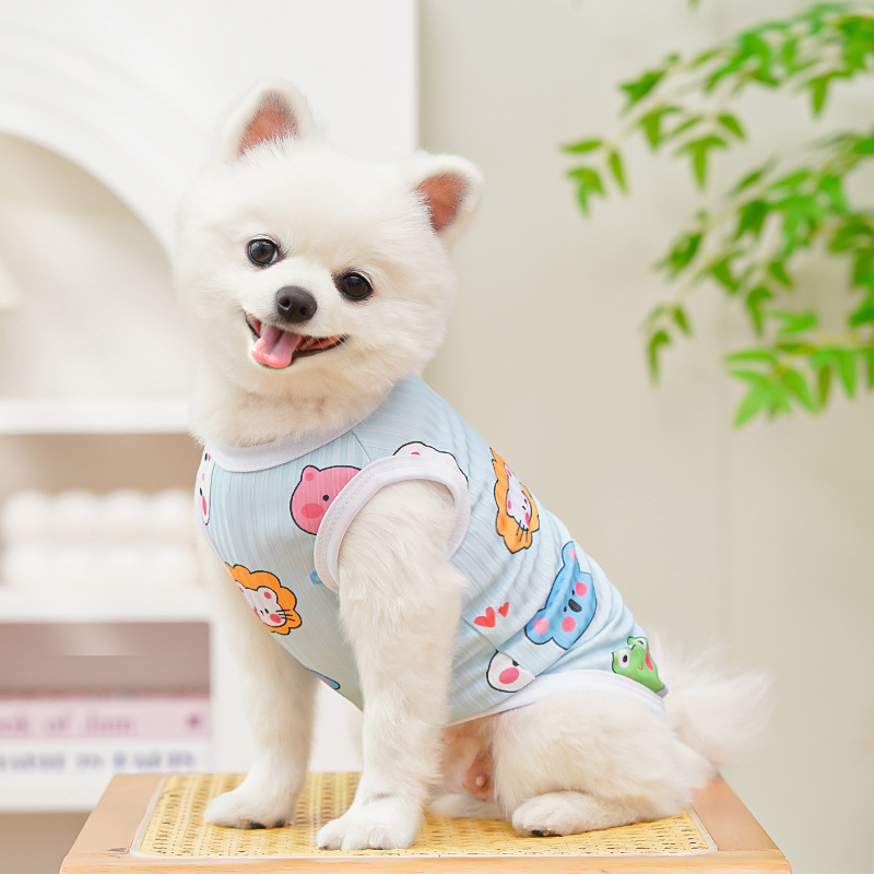 犬服 ほのぼの動物柄クールベスト