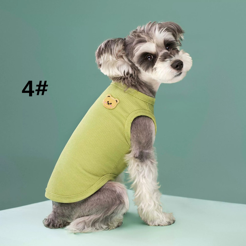 小型犬用可愛いくまワッペン付きティーシャツ犬服
