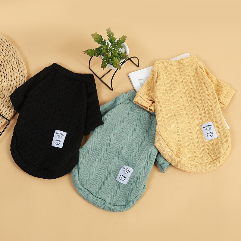 犬服 ケーブル編み模様のタートルネック犬用セーター