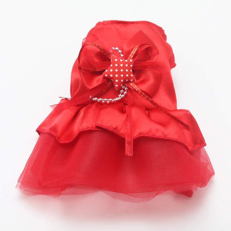 犬服 華やかお花飾り付きチュールスカート犬用ドレス