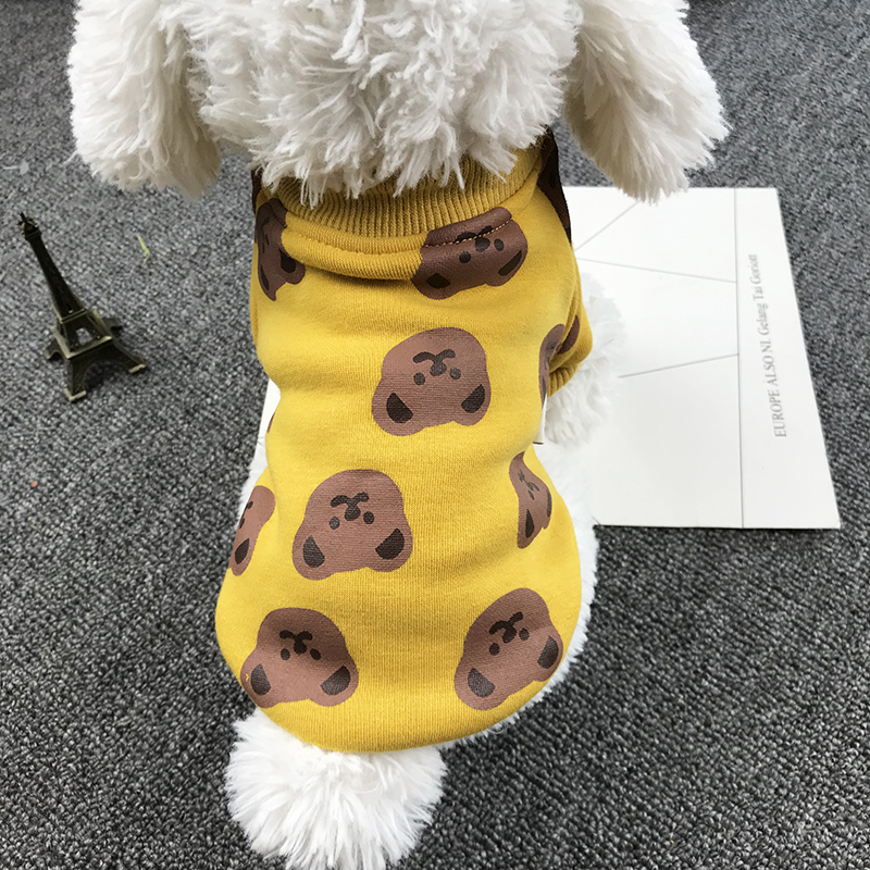 犬服 くまさんお顔いっぱい総柄ニットトップス