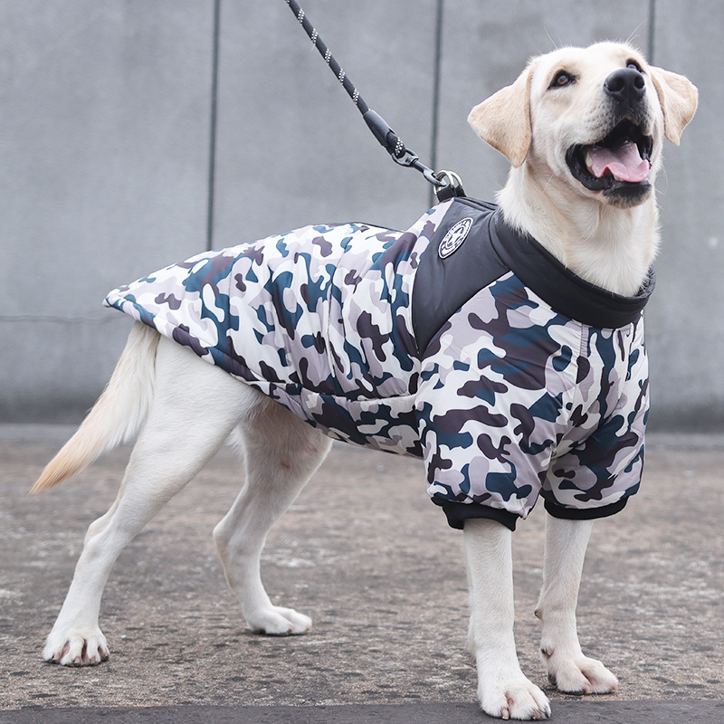 犬服 招き猫と花柄刺繍入り中綿入り防寒着