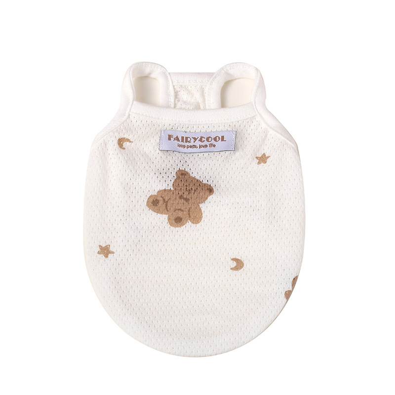 犬服 愛らしい小熊刺繍の通気性抜群夏用犬服