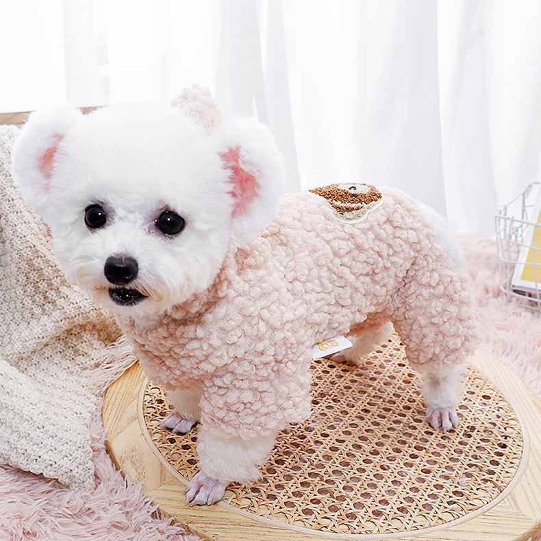 犬服 もこもこ素材の可愛い耳付きくま型パーカー