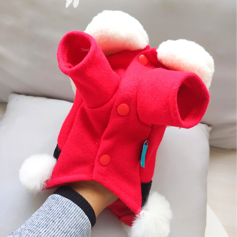 犬服 聖夜の贈り物もこもこフード付き犬用トレーナー