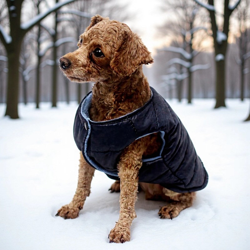 犬服 中綿入りキルティング袖なし犬用防寒ベスト