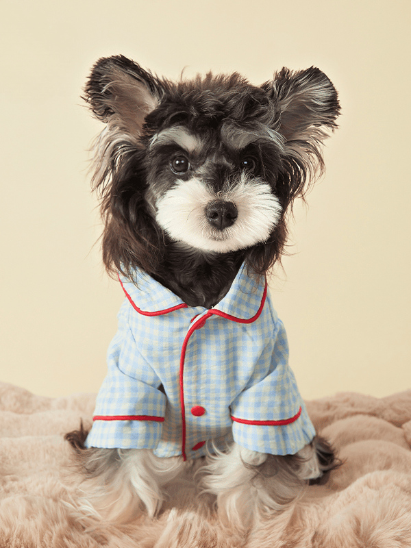 犬服 おやすみチェックパジャマ