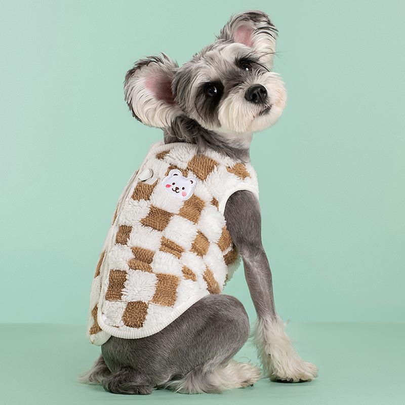 犬服 立体市松模様 ふわもこ涼感ベスト