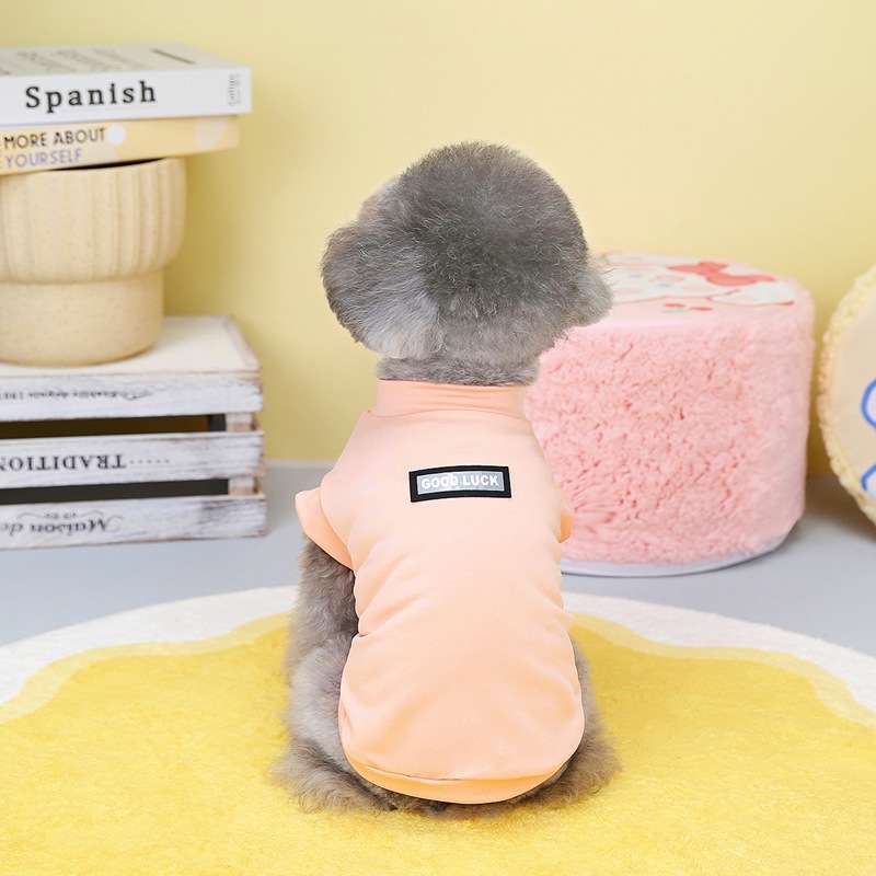 犬服  もこもこペット用Tシャツ シンプル背中ロゴ