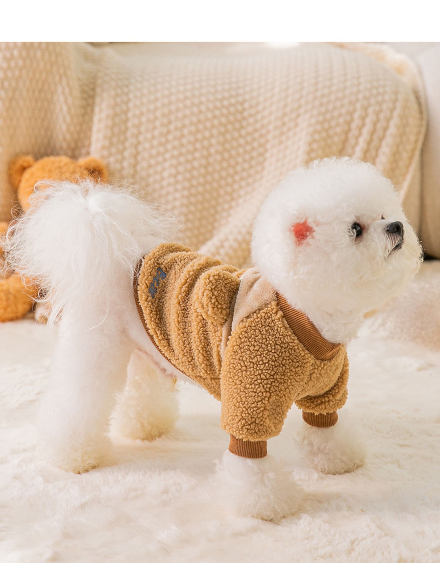 犬服 もこもこ動物フード付きパーカー