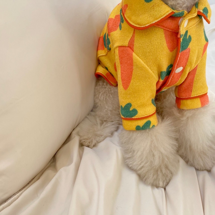 犬服 ふわもこ野菜パターンパジャマ