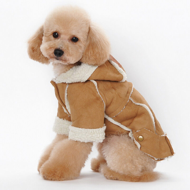 犬服 もこもこ裏地付き冬のあったかフード付きコート