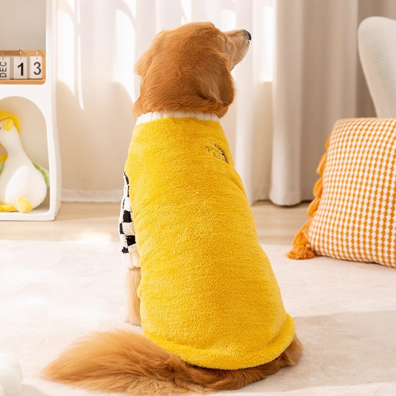 犬服 市松模様袖もこもこボアトレーナー