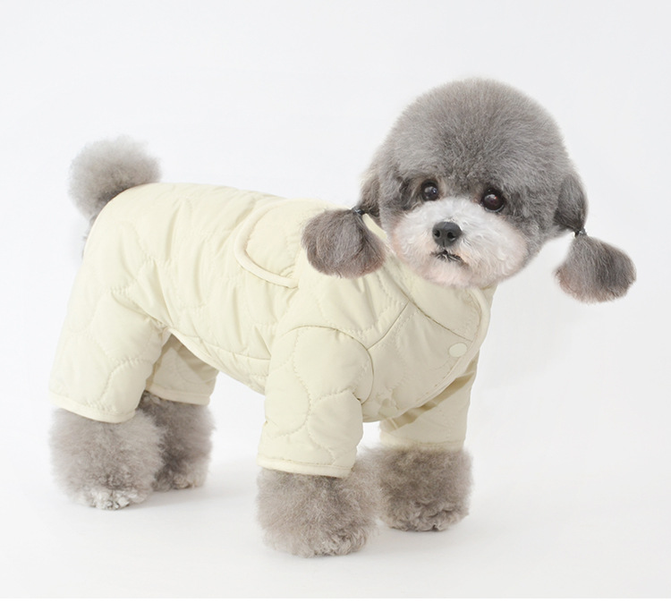 犬服 キルティング中綿入り四足つなぎ防寒服