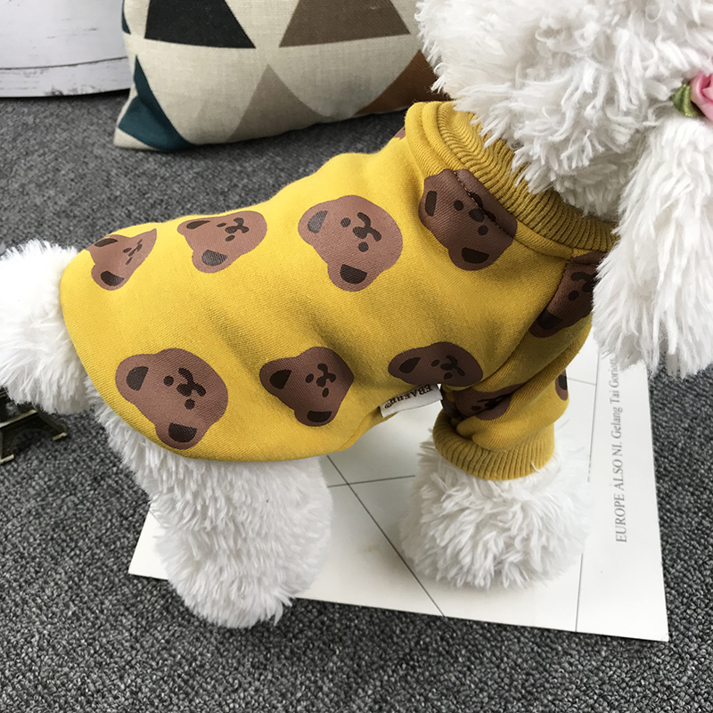 犬服 くまさんお顔いっぱい総柄ニットトップス