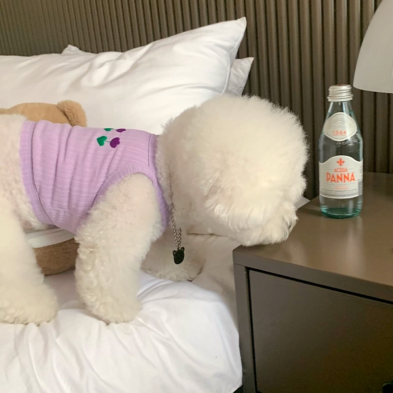 犬服 お花畑リブ編みタンクトップ