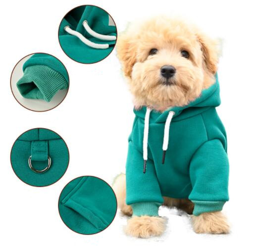 犬服 小型犬用フード付きトレーナー 緑色