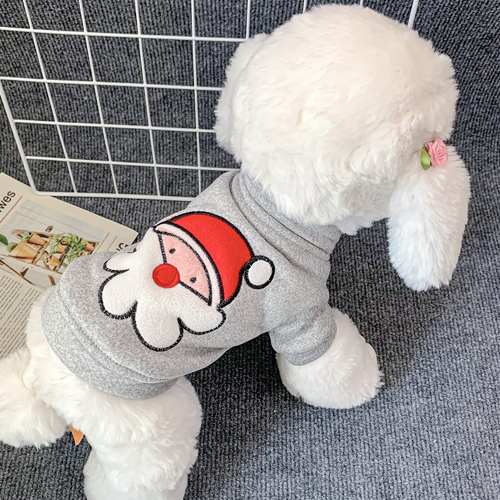 犬服 聖夜の贈り物サンタクロース刺繍パーカー