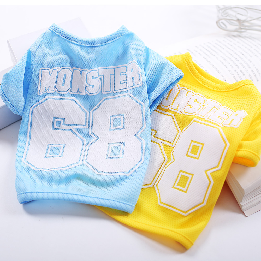 犬服 運動番号プリント半袖犬用Tシャツ