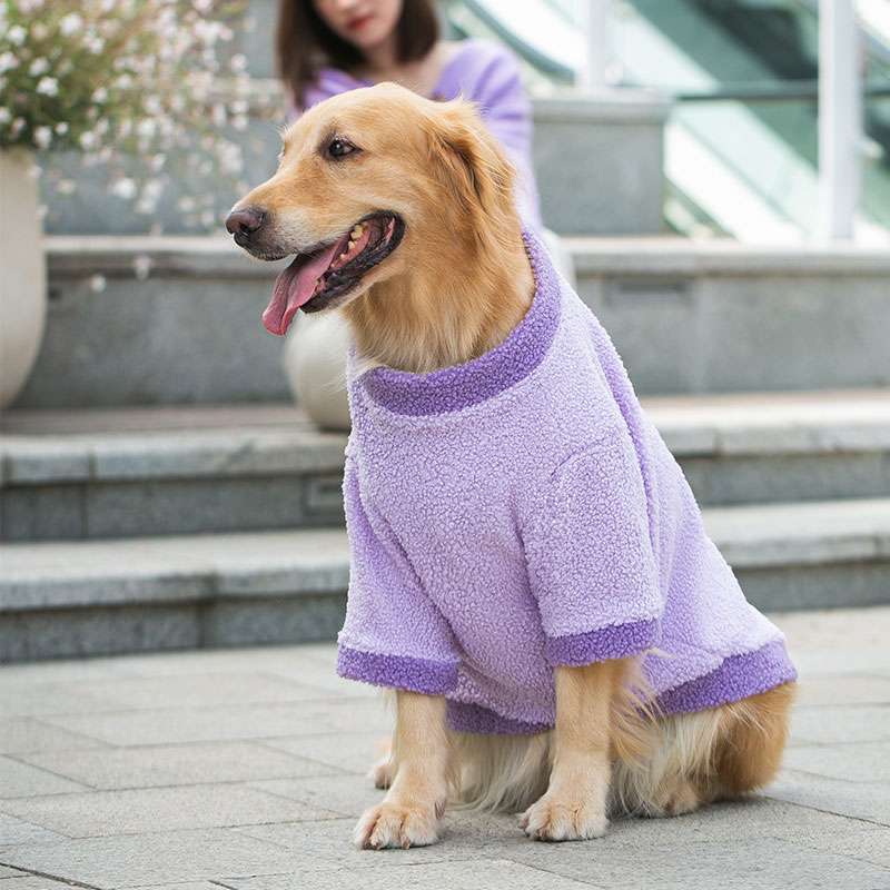 犬服  もこもこミルク柄大型犬用ニットベスト