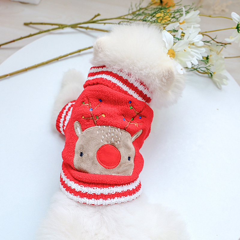 冬のあったかアニマルフェイス刺繍ニット犬服