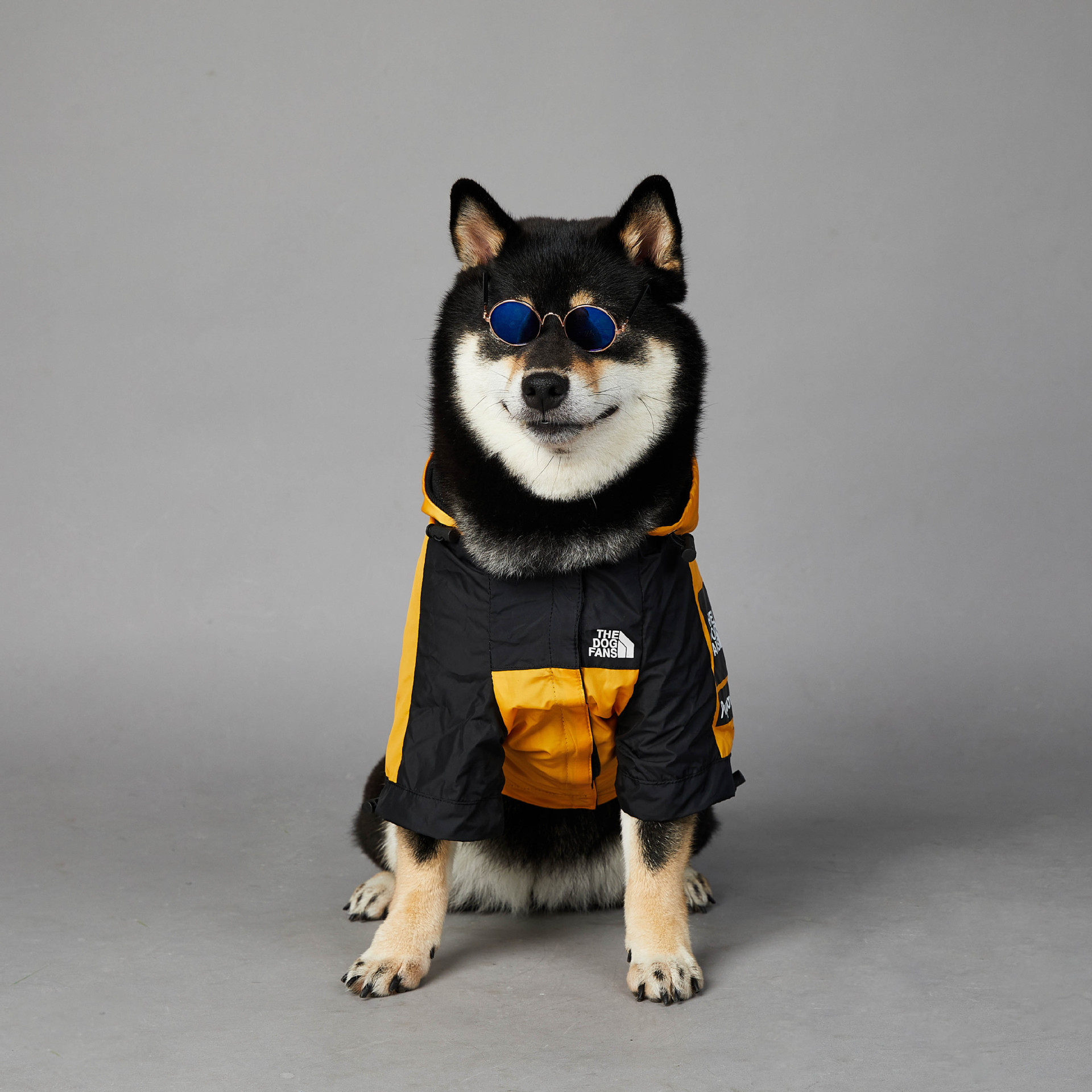 犬服 自由の女神プリント フード付き犬用レインコート