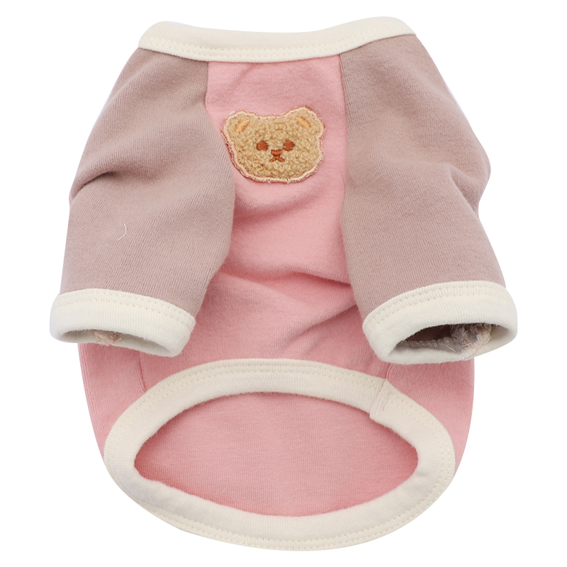 犬服 小熊刺繍の配色切替トレーナー