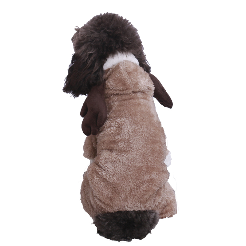 犬服 もこもこ素材のトナカイ角付き変身アウター