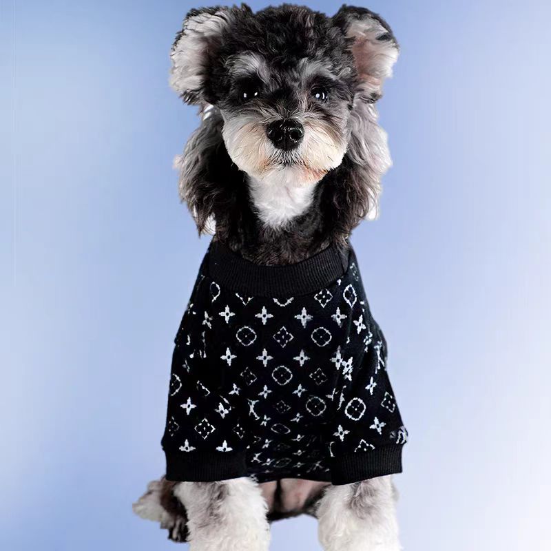 犬服 星柄モノグラム模様の高級感あふれるニットアウター