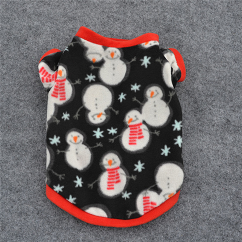 犬服 雪だるまと雪の結晶柄フリーストレーナー