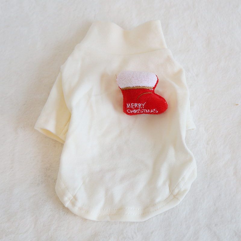 犬服 聖夜のブーツ刺繍もこもこ長袖犬服