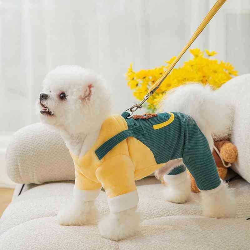 犬服  モコモコ小型犬用コーデュロイオーバーオール