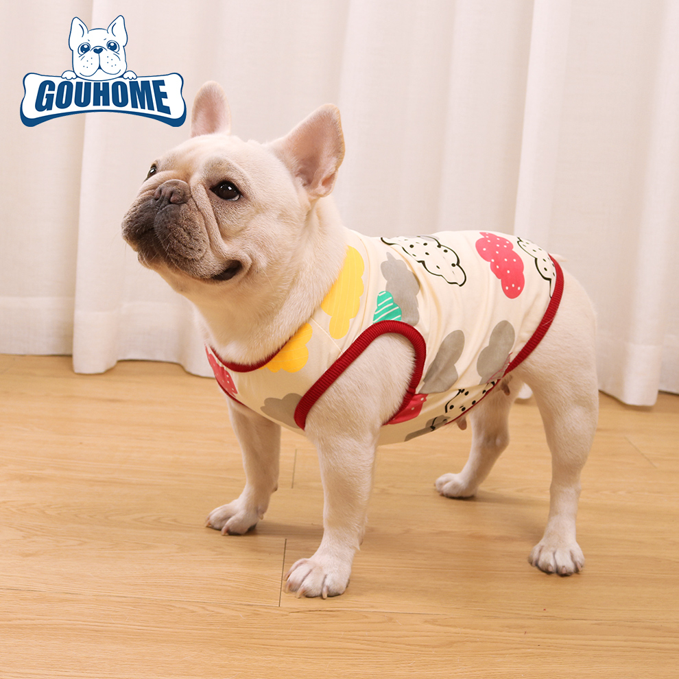 犬服 きのこ柄のポップで可愛い犬用タンクトップ