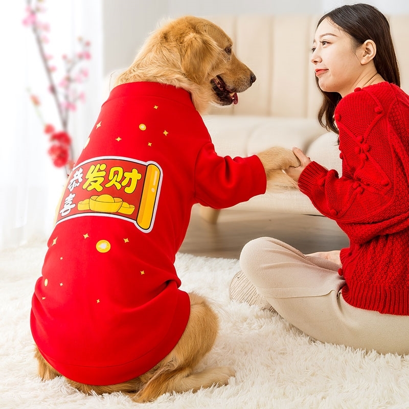 犬服 招財進寶お祝い長袖犬用着ぐるみ