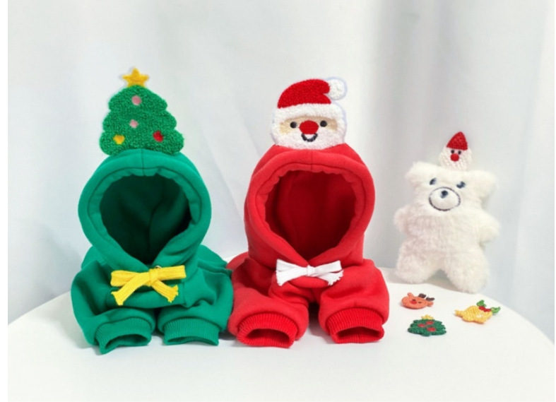 犬服 笑顔のサンタさん立体フード付きトレーナー