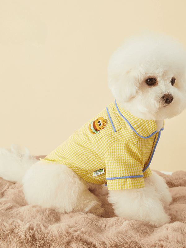 犬服 おやすみチェックパジャマ