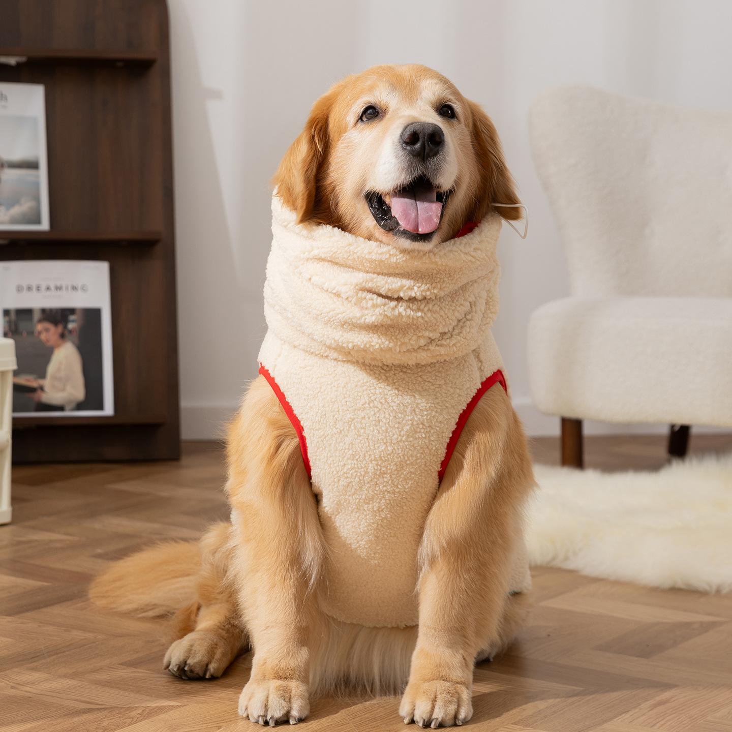 犬服 くまさん刺繍入りもこもこボアトレーナー