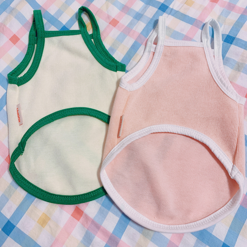 犬服 さくらんぼ刺繍ワッフル素材タンクトップ