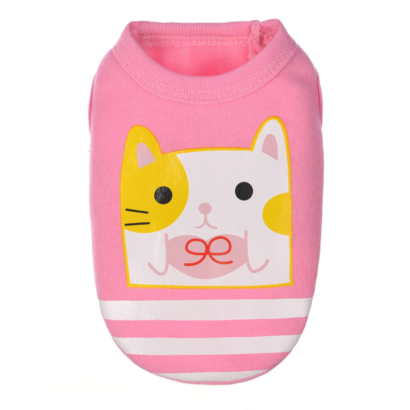 犬服 動物キャラクタープリント裾ボーダー犬用トレーナー